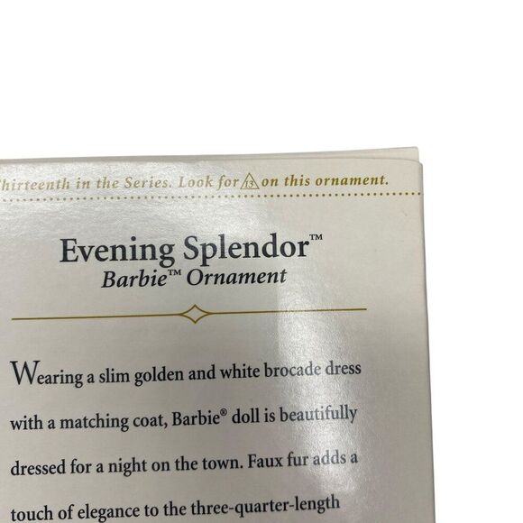 Evening Splendor BARBIE 13th in series Hallmark Ornament - Picture 3 of 6